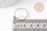 Bague Solitaire zircon rectangle Vert acier 304 inoxydable doré, x1 (G10362)