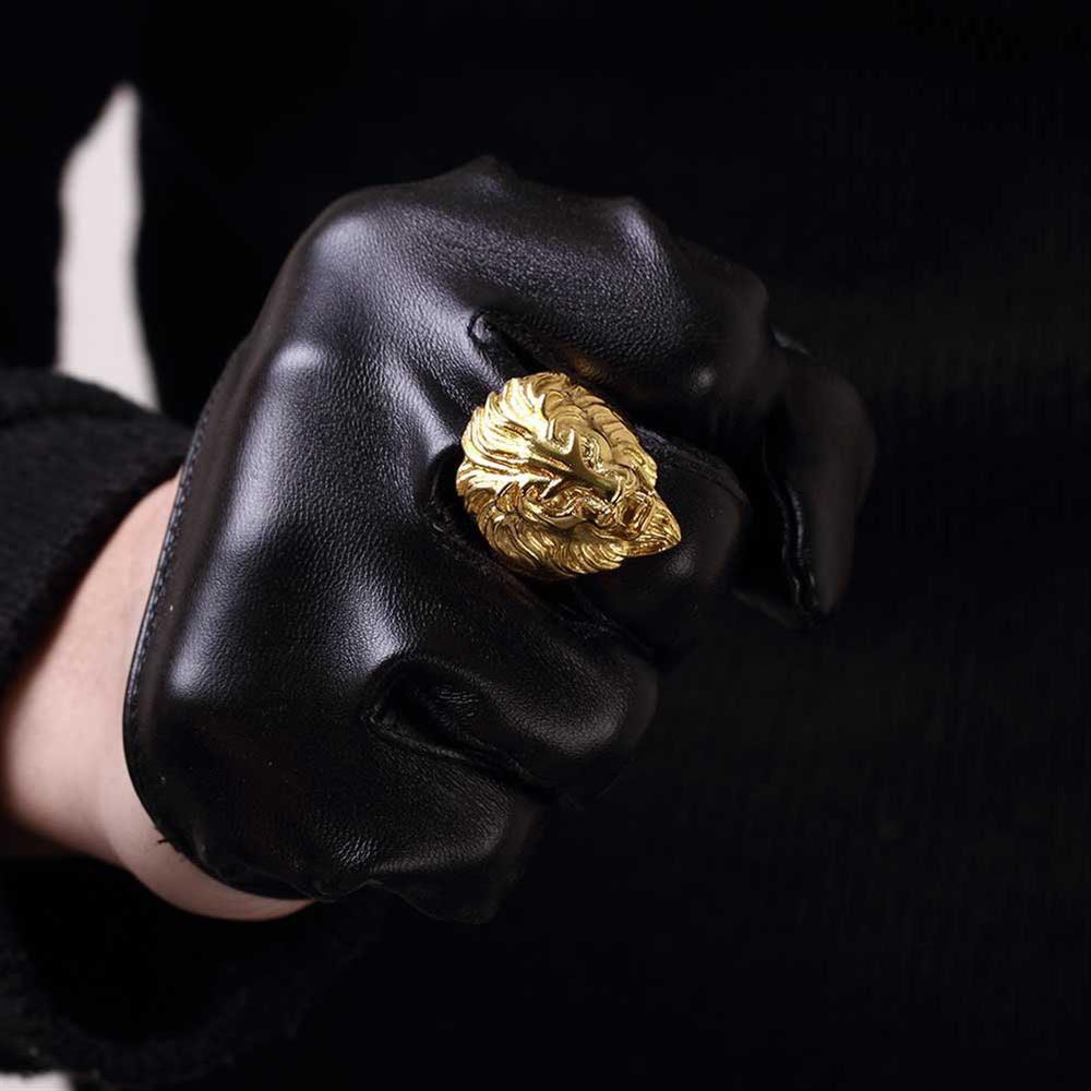 Bague acier or large lion homme 8.1mm, x1 (G6862)
