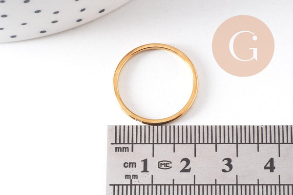 Bague alliance acier inoxydable doré 1 zircon blanc, x1 (G10495)