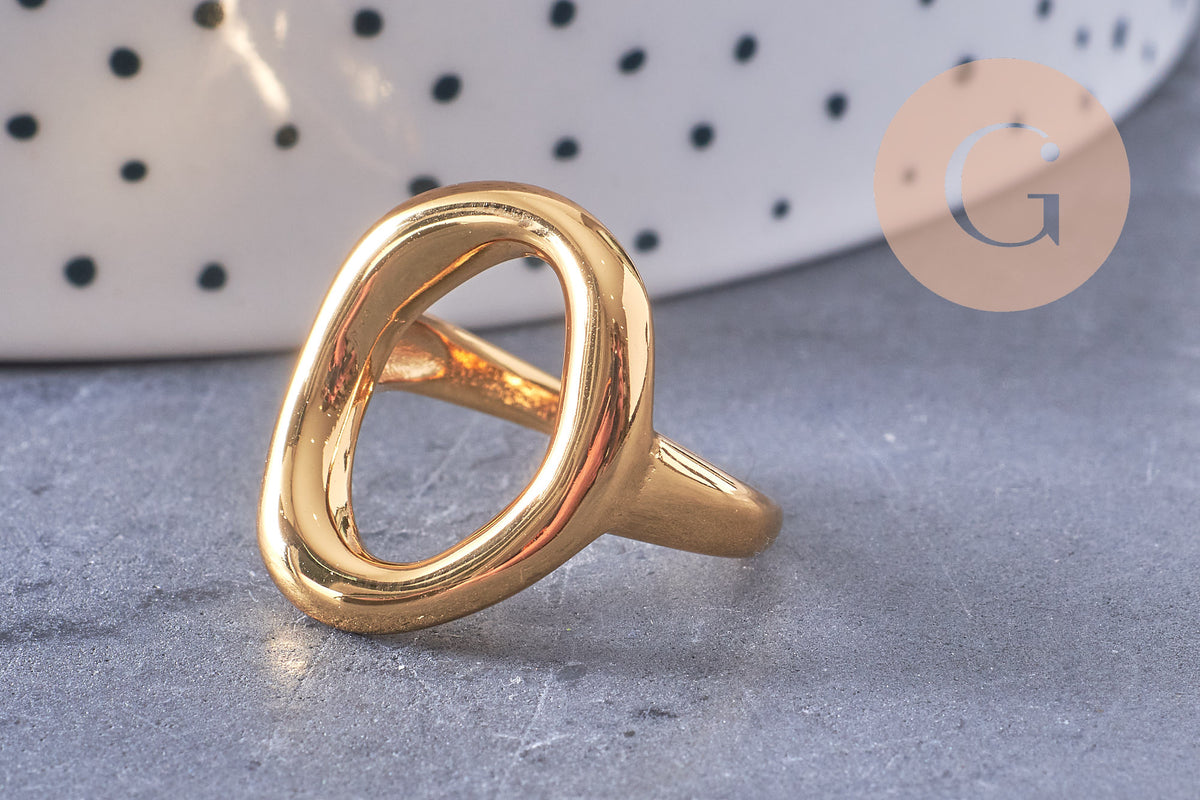 Bague cercle minimaliste acier 304 inoxydable doré PVD Taille 57, x1 (G10588)