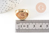 Bague chevalière laiton or zircon 17mm,x1 (G4332)