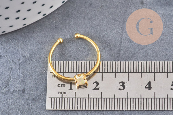 Bague dorée 14k opalite 17.5mm, x1 (G3083)