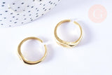 Bague étoilée laiton doré zircon rond blanc 17.2mm, x2 (G6884)