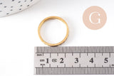 Bague fine alliance gravée coeurs acier inoxydable doré 2mm, x1 (G10497)