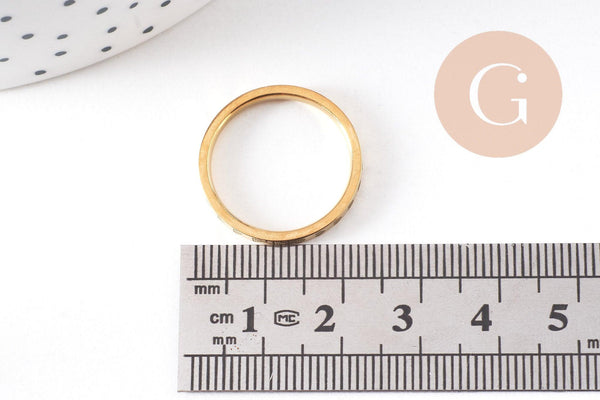 Bague fine alliance gravée coeurs acier inoxydable doré 2mm, x1 (G10497)