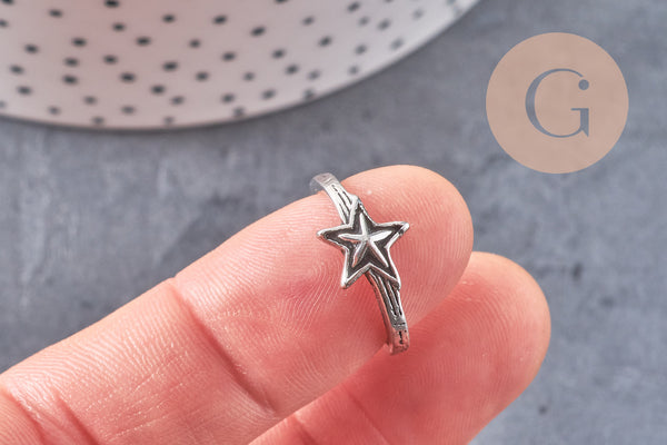 Bague fine argenté étoile 16mm, x1 (G3047)