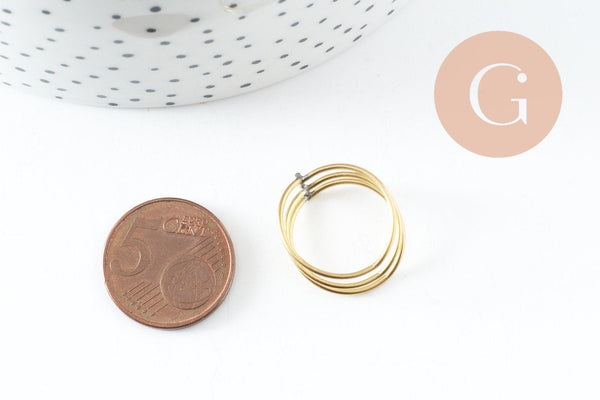 Bague fine triple laiton brut 18mm, x2 (G1698)