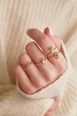 Bague fruit citron laiton doré 16K zircons, x1 (G6581)