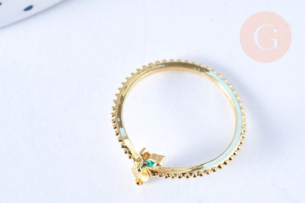 Bague fruit citron laiton doré 16K zircons, x1 (G6581)