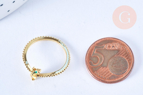 Bague fruit citron laiton doré 16K zircons, x1 (G6581)