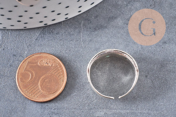 Bague homme argenté réglable gravée 16mm, x1 (G2400)