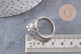 Bague homme argenté tête léopard 18mm, x1 (G0661)