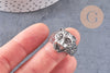 Bague homme argenté tête léopard 18mm, x1 (G0661)