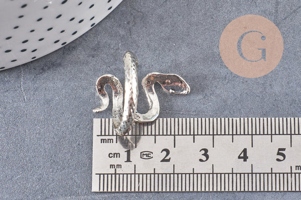 Bague homme argentée réglable serpent 18mm,x1 (G4614)