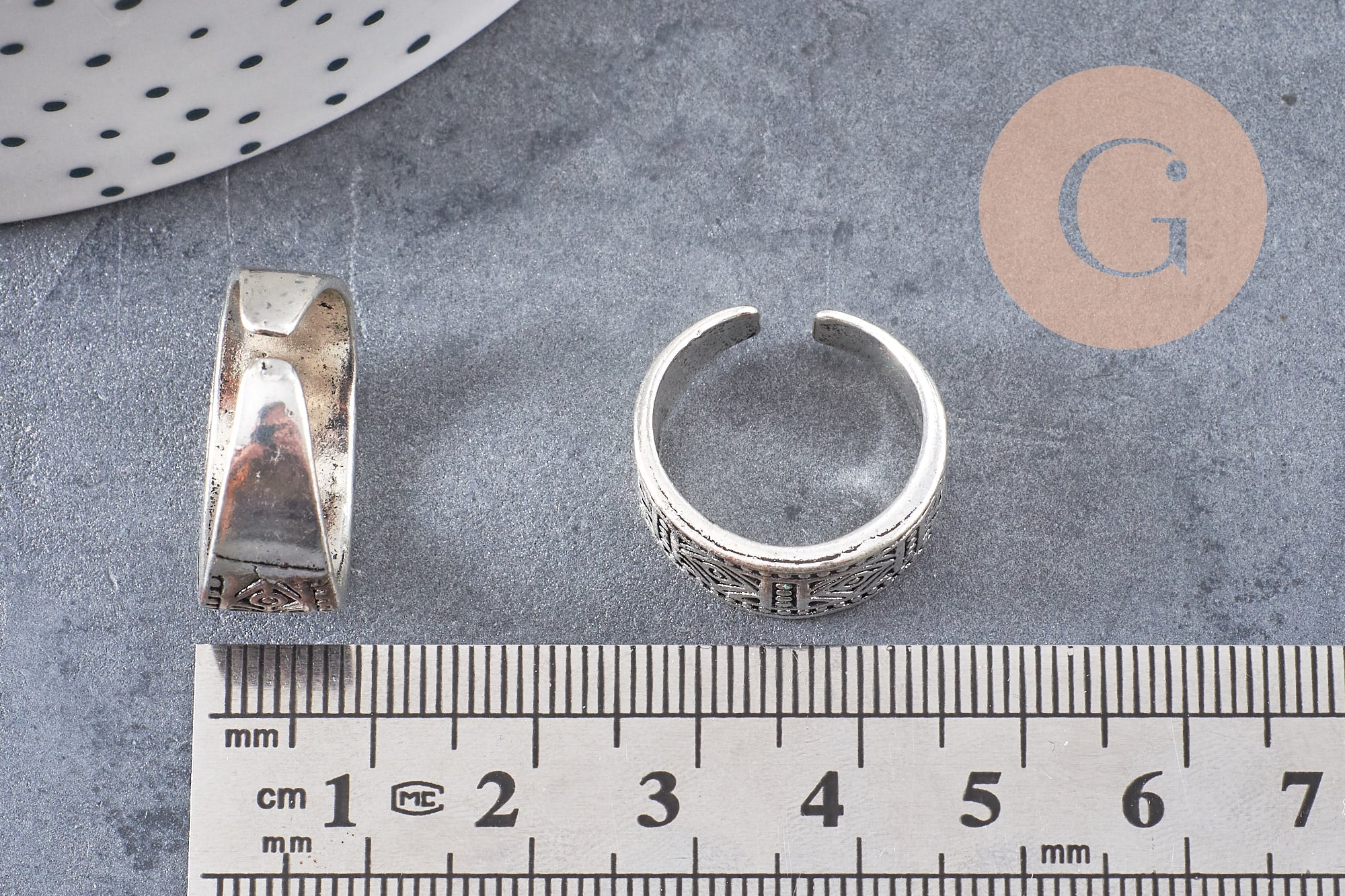 Bague homme réglable gravée zamac argenté 16mm, x1 (G2400)