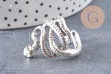 Bague homme zamac argenté réglable serpent 18mm, x1 (G2399)
