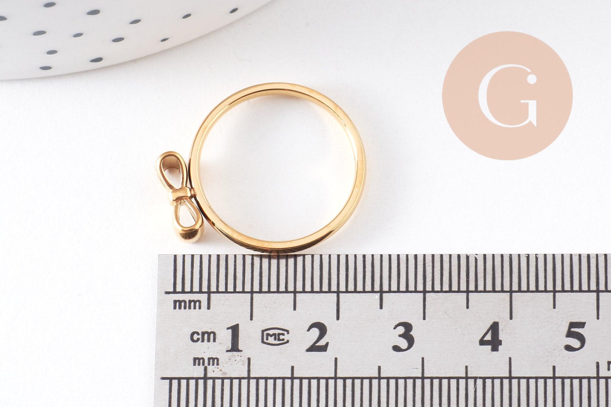 Bague noeud papillon acier doré 304 inoxydable, x1 (G10357)