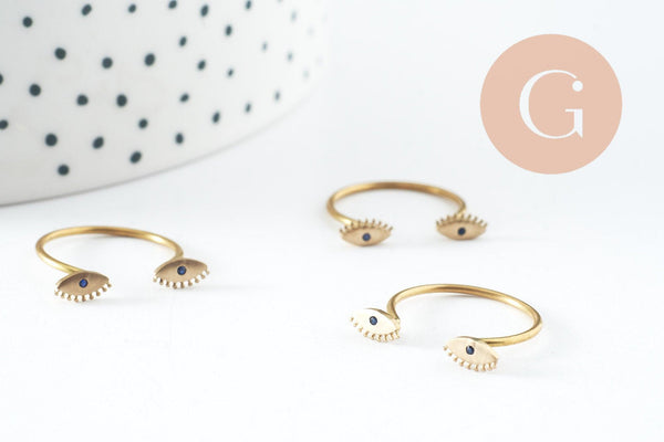 Bague oeil cristal laiton brut 16mm, x2 (G0220)