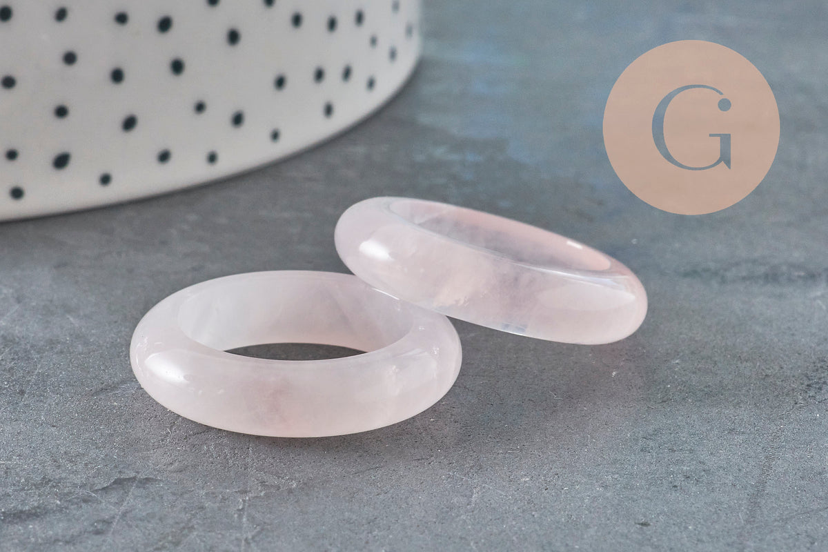 Bague quartz rose naturel 17-21mm, x1 (G11411)-Bague-Gingerlily Perles