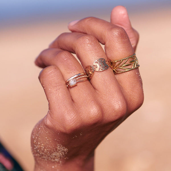 Bague réglable Festons laiton brut 19mm, x2 (G2357)