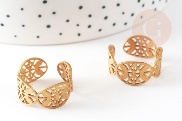 Bague réglable Festons laiton brut 19mm, x2 (G2357)