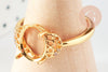 Bague réglable cabochon laiton doré zircon 17mm, x1 (G3959)