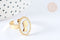 Bague réglable camée acier inoxydable doré émail blanc Taille 54, x1 (G7035)