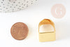 Bague réglable carré large laiton doré 17x19mm, x2 (G0319)