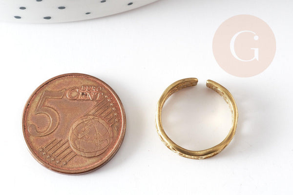 Bague réglable dentelle vague laiton brut 16mm, x2 (G3755)