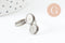 Bague réglable double cabochon rond 8mm acier platine inoxydable 16.8mm, x1 (G9705)