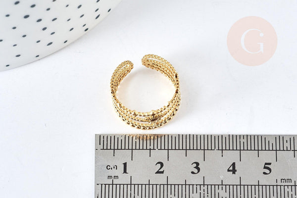 Bague réglable étoile acier doré 304 inoxydable taille 57, x1 (G7639)