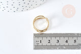 Bague réglable étoile acier inoxydable 304 doré taille 54, x1 (G7646)