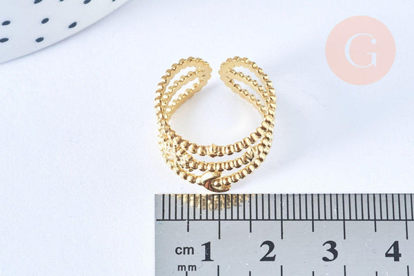 Bague réglable étoile lune acier 304 inoxydable doré taille 54, x1 (G6413)