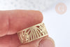 Bague réglable feuille végétal acier doré taille 57, x1 (G7026)