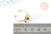 Bague réglable fleur acier inoxydable doré Taille 54, x1 (G7009)