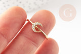 Bague réglable lune laiton doré zircon 17mm, x1 (G4255)