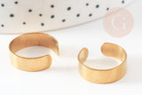Bague réglable personnalisable acier doré inoxydable 18mm, x2 (G3418)