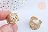 Bague réglable pois acier 304 inoxydable doré taille 54, x1 (G6569)