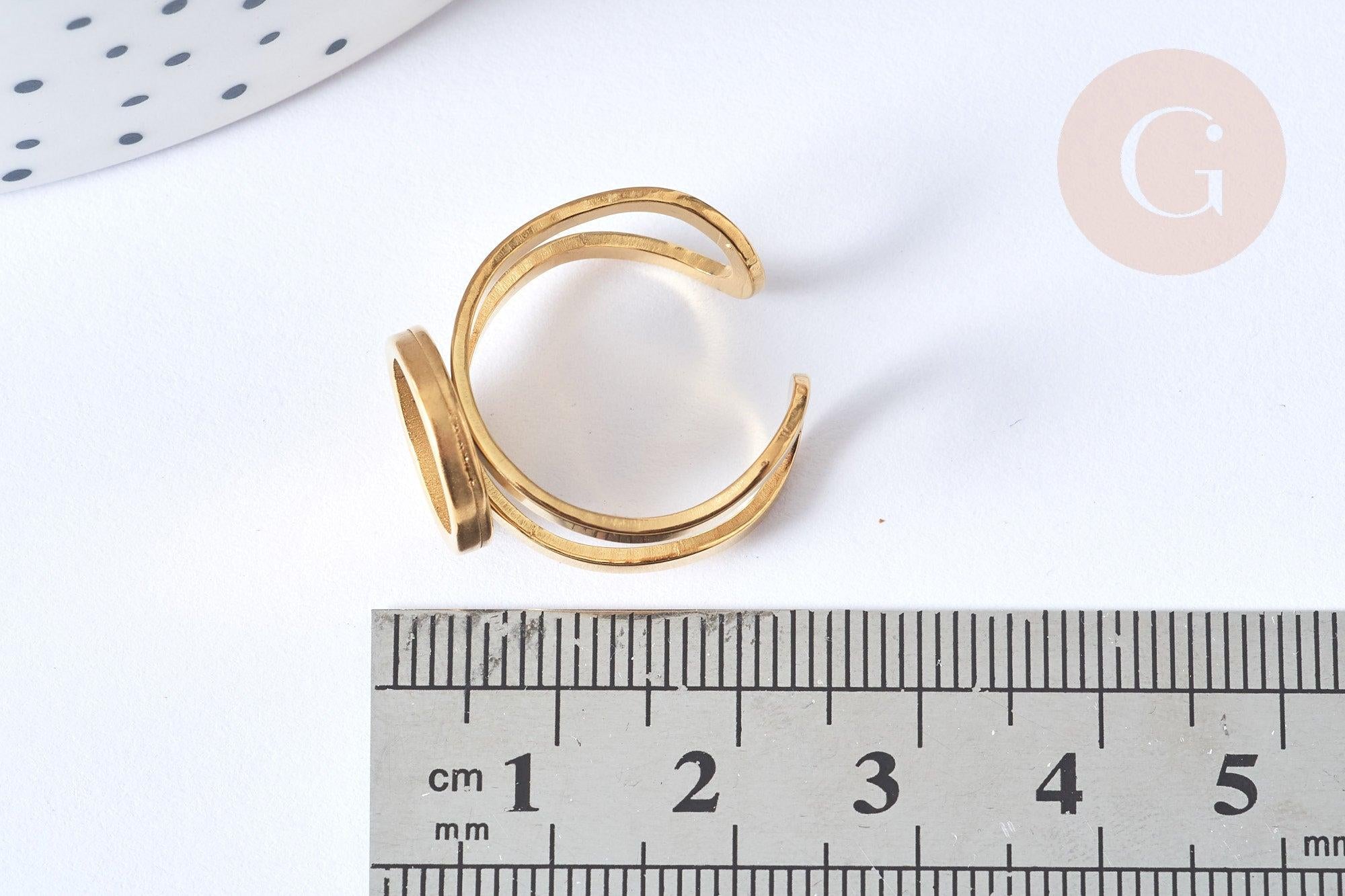 Bague réglable pour cabochon 10mm en acier 201 inoxydable doré, x1 (G7755)