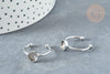 Bague réglable pour cabochon 6mm acier platine inoxydable 18mm, x1 (G8149)