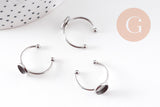 Bague réglable pour cabochon 8mm acier platine inoxydable 18mm, x1 (G10936)