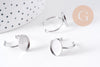 Bague réglable pour cabochon ovale 14x10mm en acier 304 inoxydable platine , x2 (G10295)