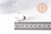 Bague réglable pour cabochon ovale 14x10mm en acier 304 inoxydable platine , x2 (G10295)