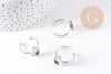 Bague réglable pour cabochon ovale 14x10mm en acier 304 inoxydable platine , x2 (G10295)
