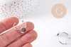 Bague réglable pour cabochon ovale 9x10mm en acier 304 inoxydable platine , x2 (G10297)