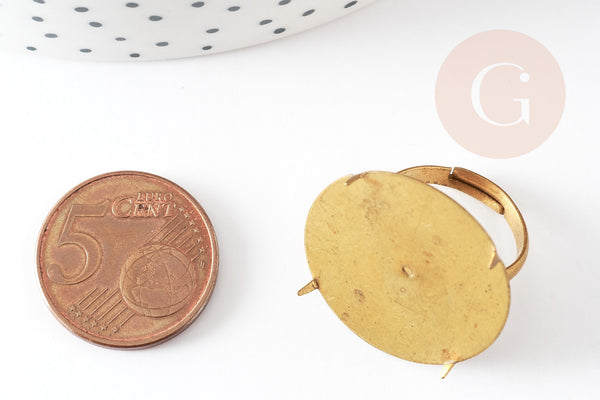 Bague réglable pour cabochon rond 25mm diamètre 17mm, x1 (G2215)