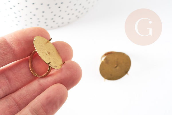 Bague réglable pour cabochon rond 25mm diamètre 17mm, x1 (G2215)