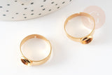 Bague réglable pour cabochonrond 6mm en acier doré inoxydable, 17-18mm,x2 (G8827)