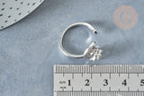 EP-Bague réglable rotative lune étoile laiton platine zircon blanc 16.9mm, x1 (G8031)