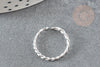 Bague réglable torsadée argent 925 massif 20mm, x1 (G9138)